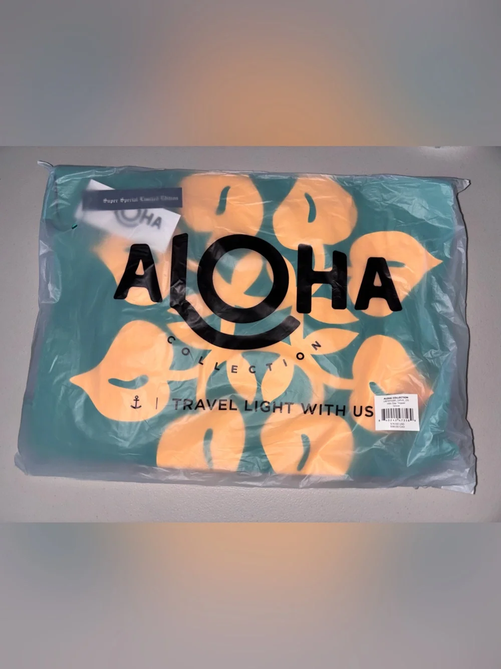 ALOHA Collection Teal Tote with Yellow Floral Print